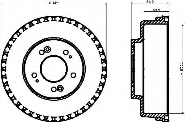 HELLA 8DT355300931 Гальмівний барабан