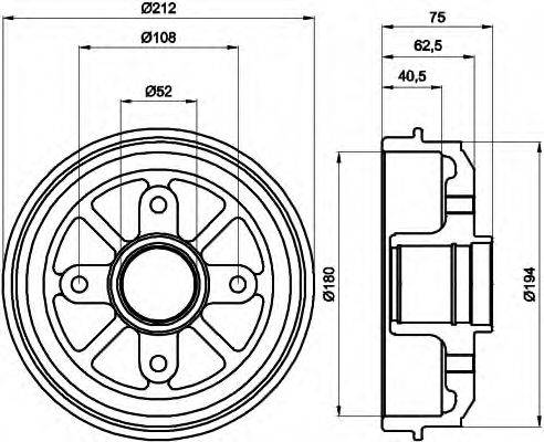 HELLA 8DT355301311 Гальмівний барабан