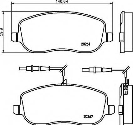 HELLA 8DB355010501 Комплект гальмівних колодок, дискове гальмо