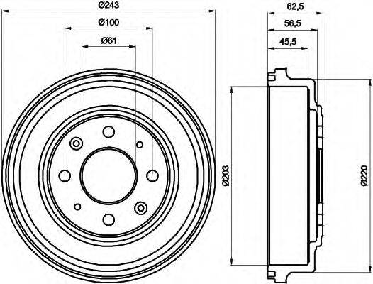 HELLA 8DT355300231 Гальмівний барабан