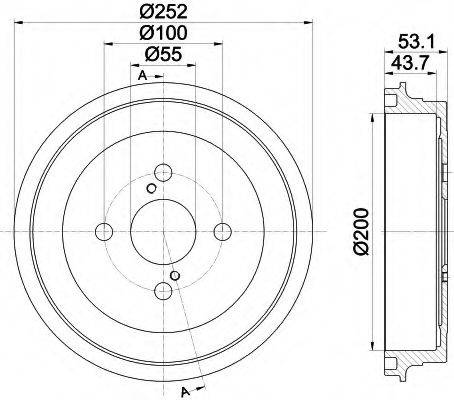 HELLA 8DT355301901 Гальмівний барабан