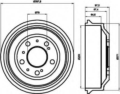 HELLA 8DT355302191 Гальмівний барабан