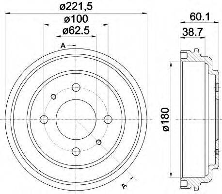 HELLA 8DT355302451 Гальмівний барабан