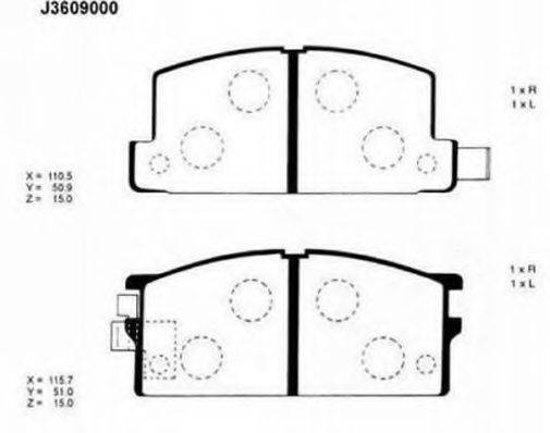 NIPPARTS J3609000 Комплект гальмівних колодок, дискове гальмо