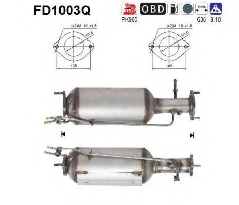 AS FD1003Q Саджовий/частковий фільтр, система вихлопу ОГ