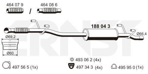 ERNST 188043 Середній глушник вихлопних газів
