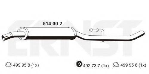 ERNST 514002 Середній глушник вихлопних газів