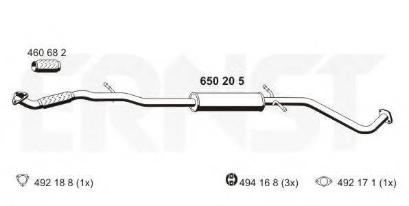 ERNST 650205 Середній глушник вихлопних газів