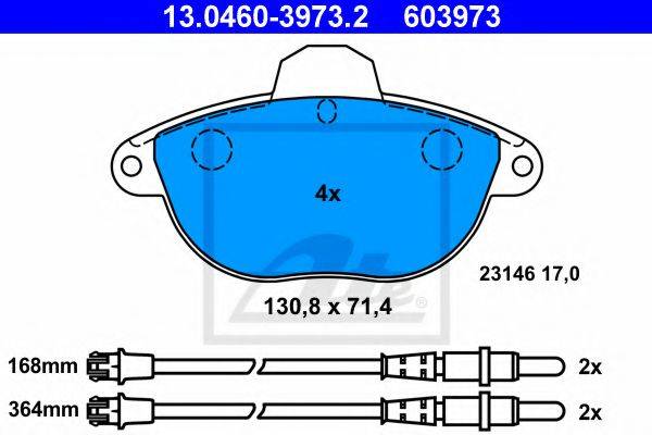 ATE 13046039732 Комплект гальмівних колодок, дискове гальмо