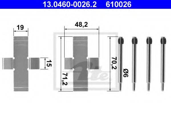 ATE 13046000262 Комплектуючі, колодки дискового гальма
