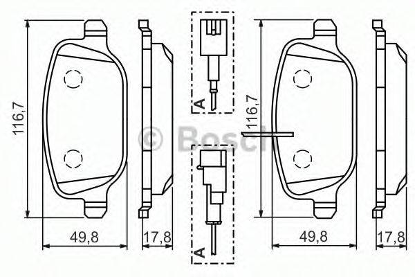 BOSCH 0986494466 Комплект гальмівних колодок, дискове гальмо