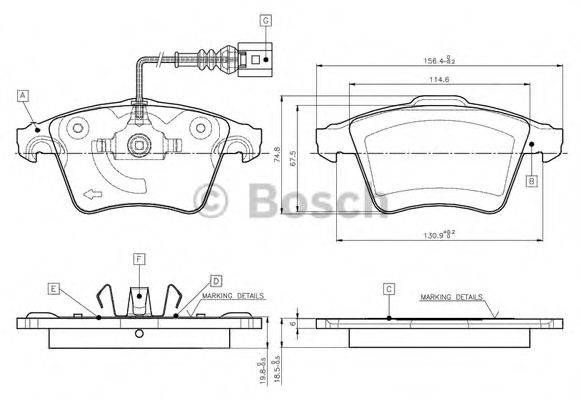 BOSCH 0986TB2864 Комплект гальмівних колодок, дискове гальмо