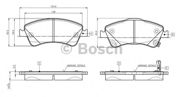 BOSCH 0986TB3146 Комплект гальмівних колодок, дискове гальмо