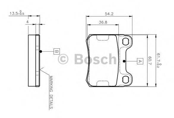 BOSCH 0986TB2007 Комплект гальмівних колодок, дискове гальмо