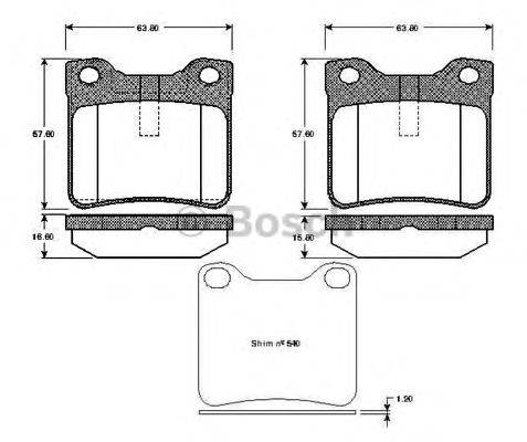 BOSCH 0986TB2176 Комплект гальмівних колодок, дискове гальмо