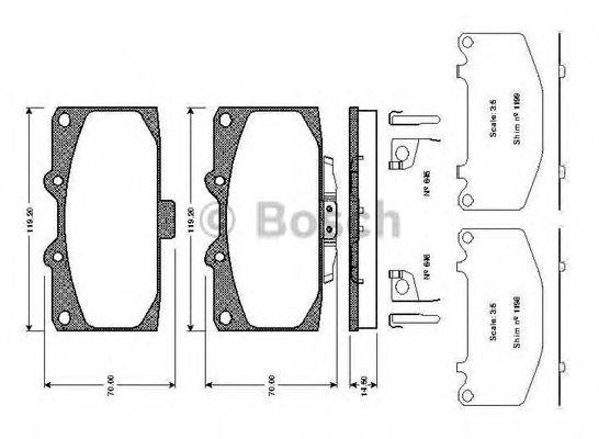 BOSCH 0986TB2294 Комплект гальмівних колодок, дискове гальмо