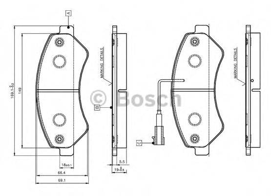 BOSCH 0986TB3029 Комплект гальмівних колодок, дискове гальмо