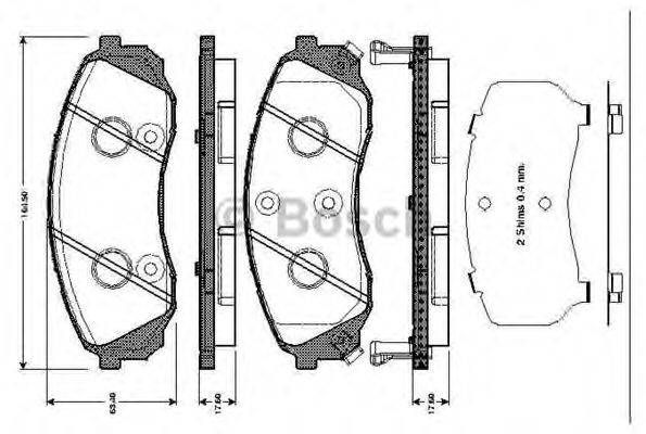 BOSCH 0986TB3043 Комплект гальмівних колодок, дискове гальмо