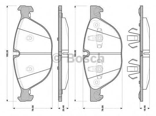 BOSCH 0986TB3077 Комплект гальмівних колодок, дискове гальмо