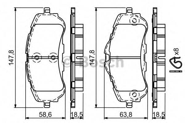 BOSCH 0986494714 Комплект гальмівних колодок, дискове гальмо