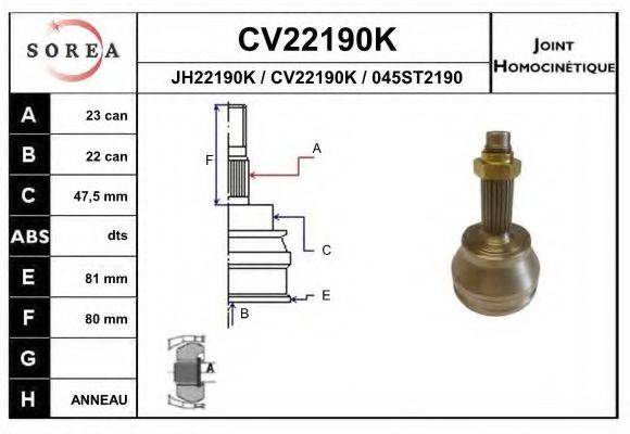 EAI CV22190K Шарнірний комплект, приводний вал