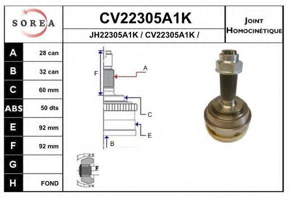 EAI CV22305A1K Шарнірний комплект, приводний вал