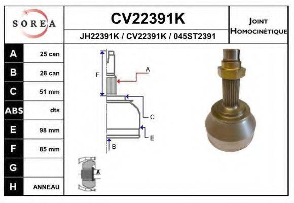 EAI CV22391K Шарнірний комплект, приводний вал