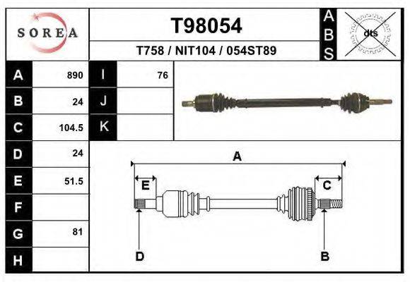 EAI T98054 Приводний вал