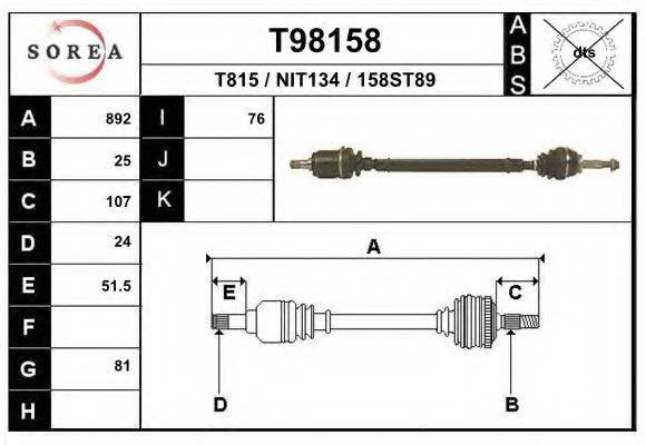 EAI T98158 Приводний вал