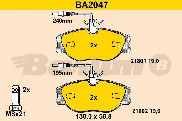 BARUM BA2047 Комплект гальмівних колодок, дискове гальмо