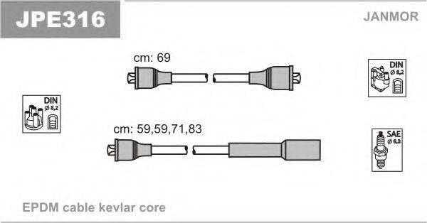 JANMOR JPE316 Комплект дротів запалювання