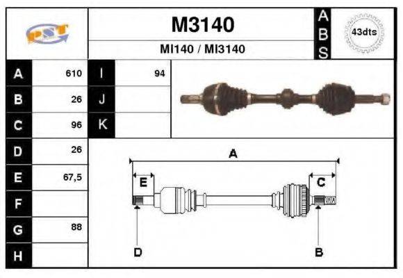 SNRA M3140 Приводний вал