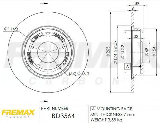 FREMAX BD3564 гальмівний диск