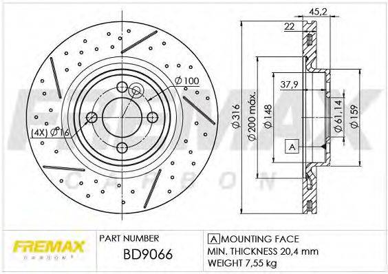 FREMAX BD9066 гальмівний диск