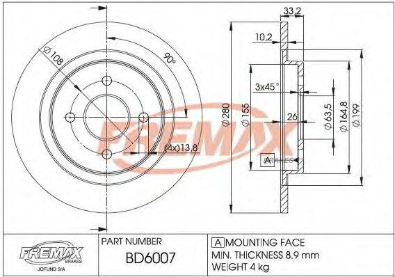 FREMAX BD6007 гальмівний диск