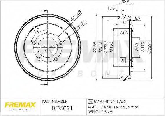 FREMAX BD5091 Гальмівний барабан