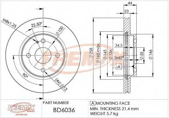 FREMAX BD6036 гальмівний диск