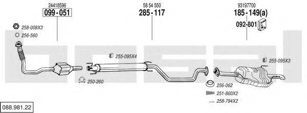 BOSAL 08898122 Система випуску ОГ