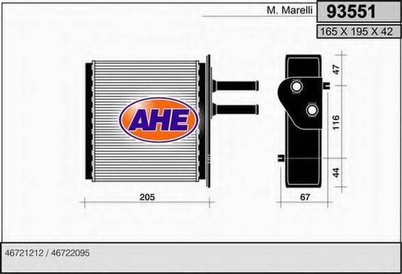 AHE 93551 Теплообмінник, опалення салону