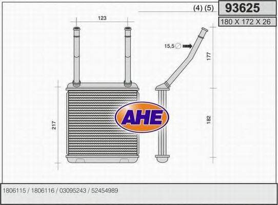 AHE 93625 Теплообмінник, опалення салону