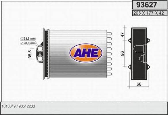 AHE 93627 Теплообмінник, опалення салону