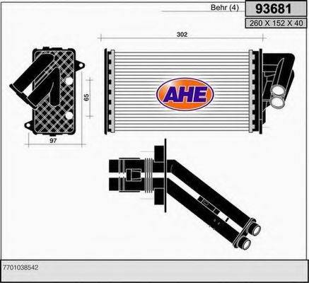 AHE 93681 Теплообмінник, опалення салону