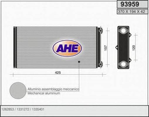 AHE 93959 Теплообмінник, опалення салону