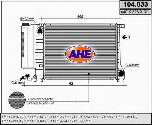 AHE 104033 Радіатор, охолодження двигуна