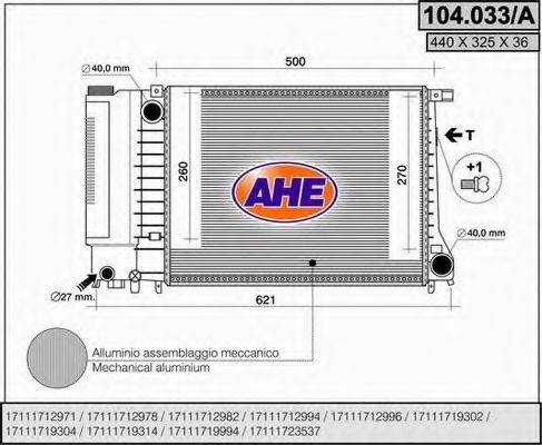 AHE 104033A Радіатор, охолодження двигуна