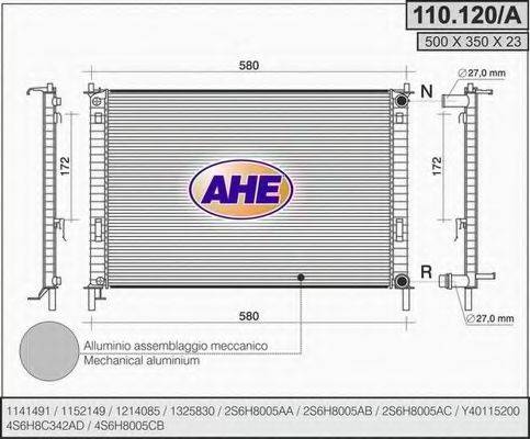 AHE 110120A Радіатор, охолодження двигуна