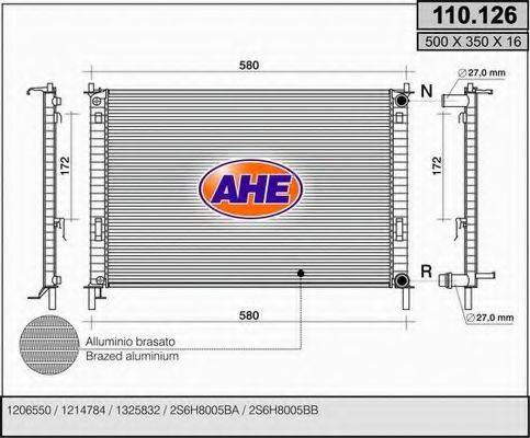 AHE 110126 Радіатор, охолодження двигуна