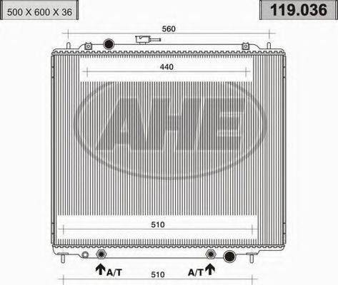 AHE 119036 Радіатор, охолодження двигуна