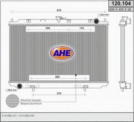 AHE 120104 Радіатор, охолодження двигуна