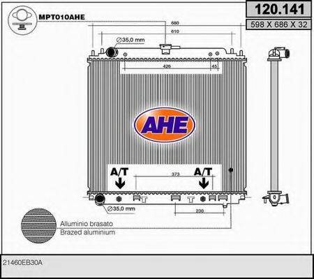 AHE 120141 Радіатор, охолодження двигуна